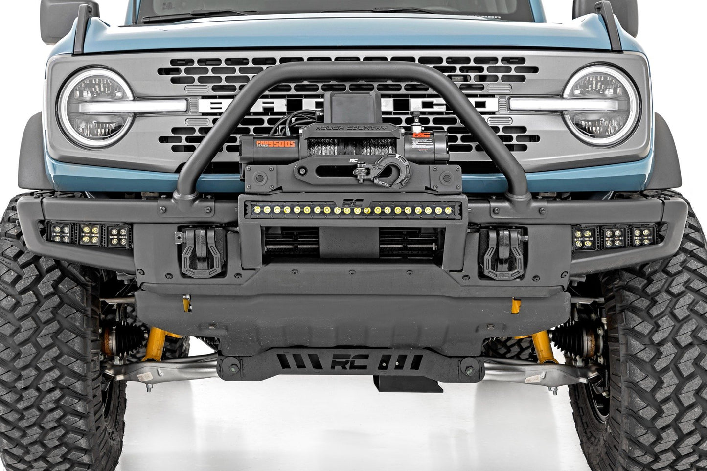 High Winch Mount | All Models | 9500S | 20 Inch Black Single Row LED | Ford Bronco (21-25)