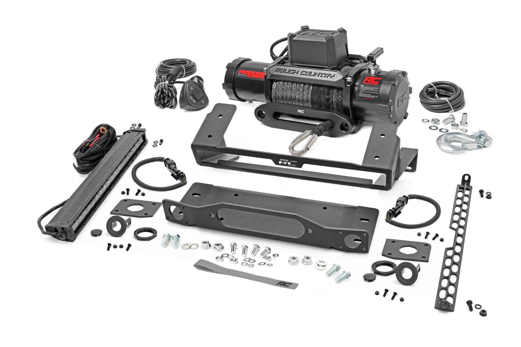 High Winch Mount | All Models | 9500S | 20 Inch Black Single Row LED | Ford Bronco (21-25)