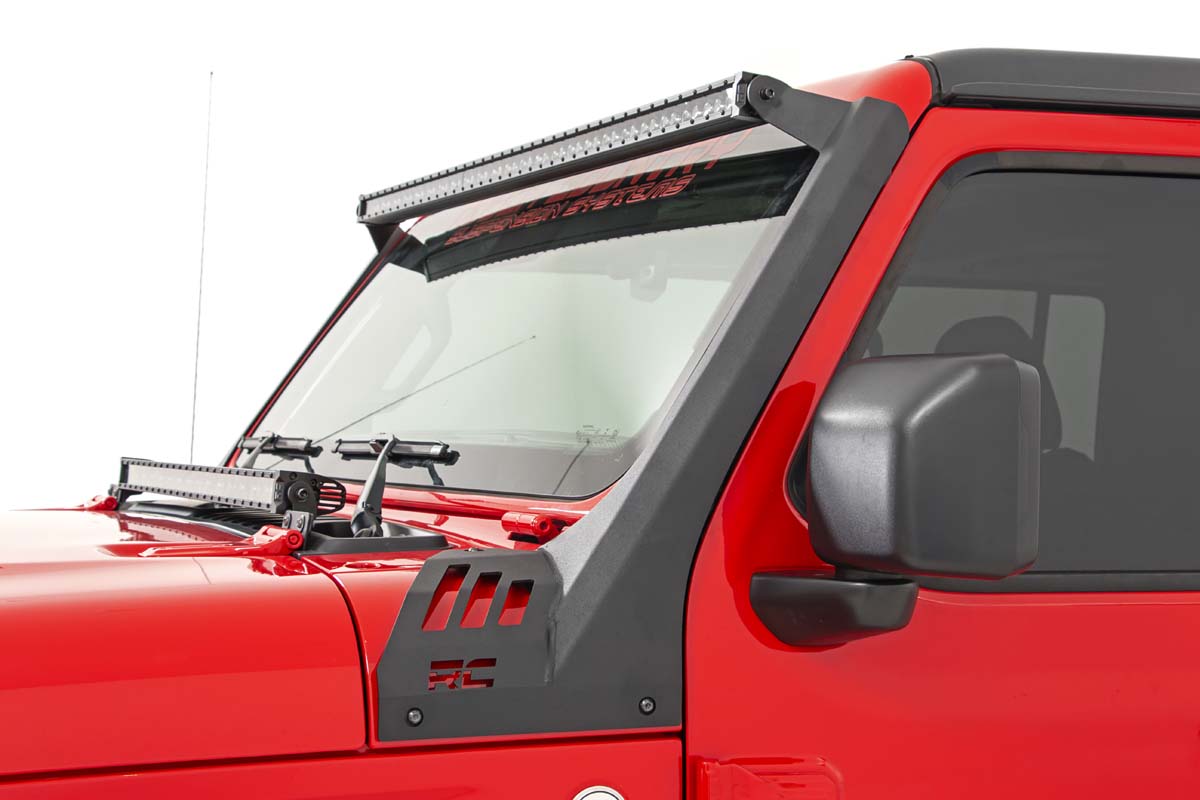 LED Light Kit | Windshield | 50" BLK Single Row | WHT DRL | Jeep Gladiator JT/Wrangler JL (18-25)
